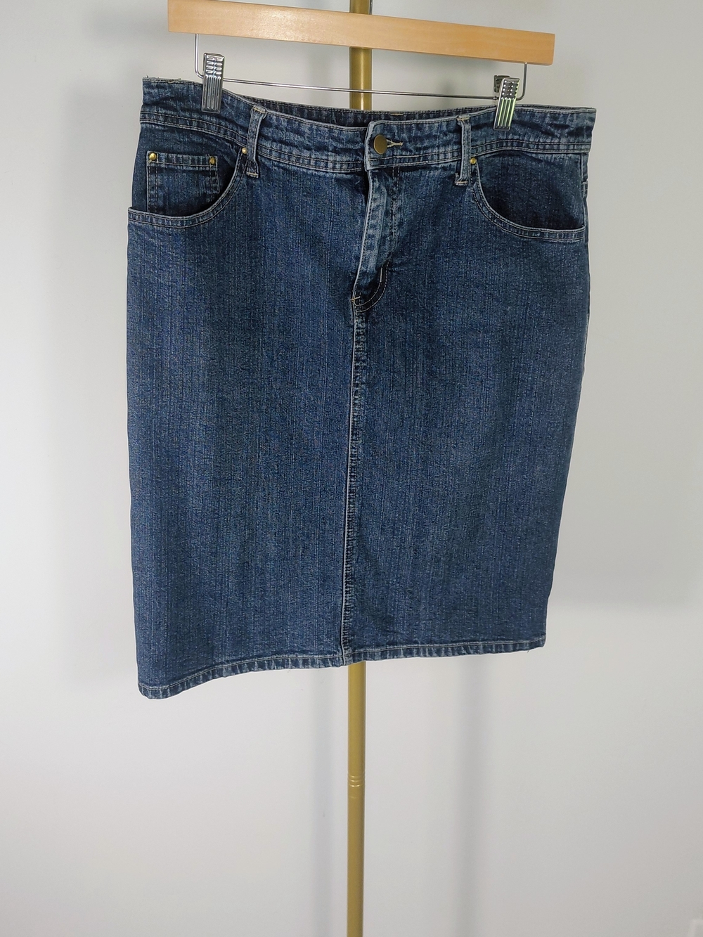 Willi Smith Blue Denim Waistband Knee Length Skirt Sz 12